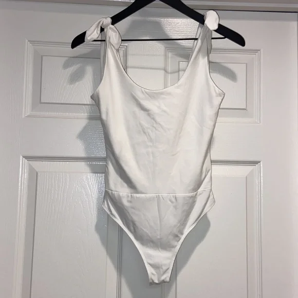 Lulus Pretty Pleased White Tie-Strap Bodysuit - Picture 6 of 7